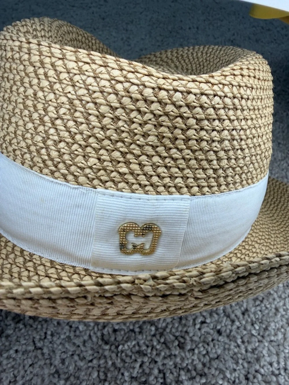 Eric Javits Straw Fedora with Cream Band - Picture 8 of 8